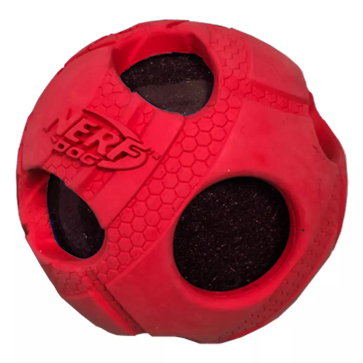 NERF Bash Rubber Wrapped Tennis Ball Dog Toy - Red - 3