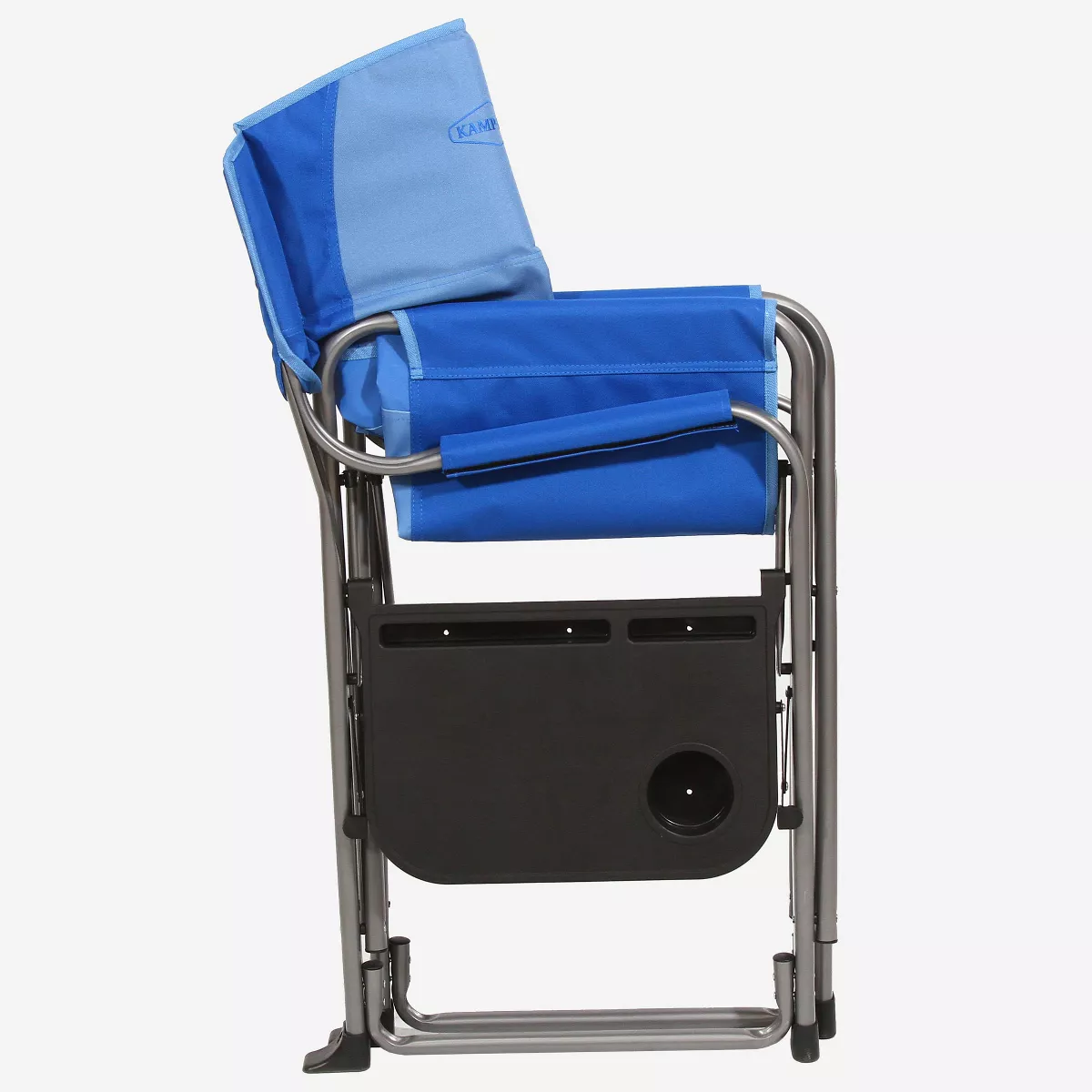 Kamp-Rite KAMPCC106 Director's Chair Outdoor Furniture Camping Folding Sports Chair with Side Table and Cup Holder, 2 Tone Blue