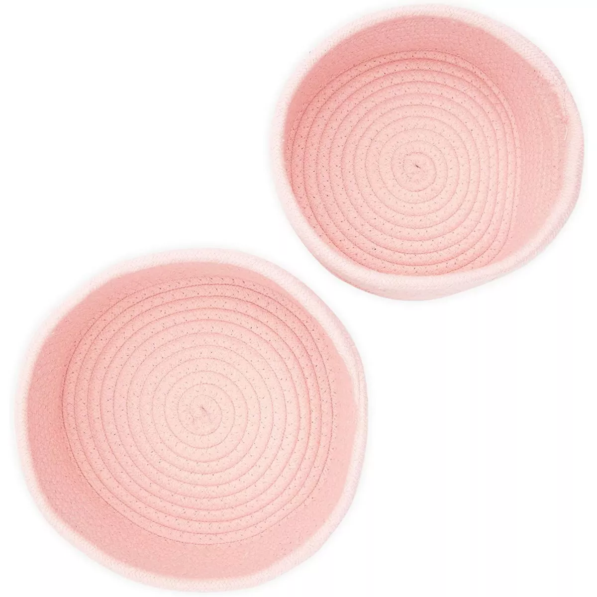 Farmlyn Creek 2-Pack Round Cotton Woven Baskets for Storage, Pink Home Organizers (2 Sizes)