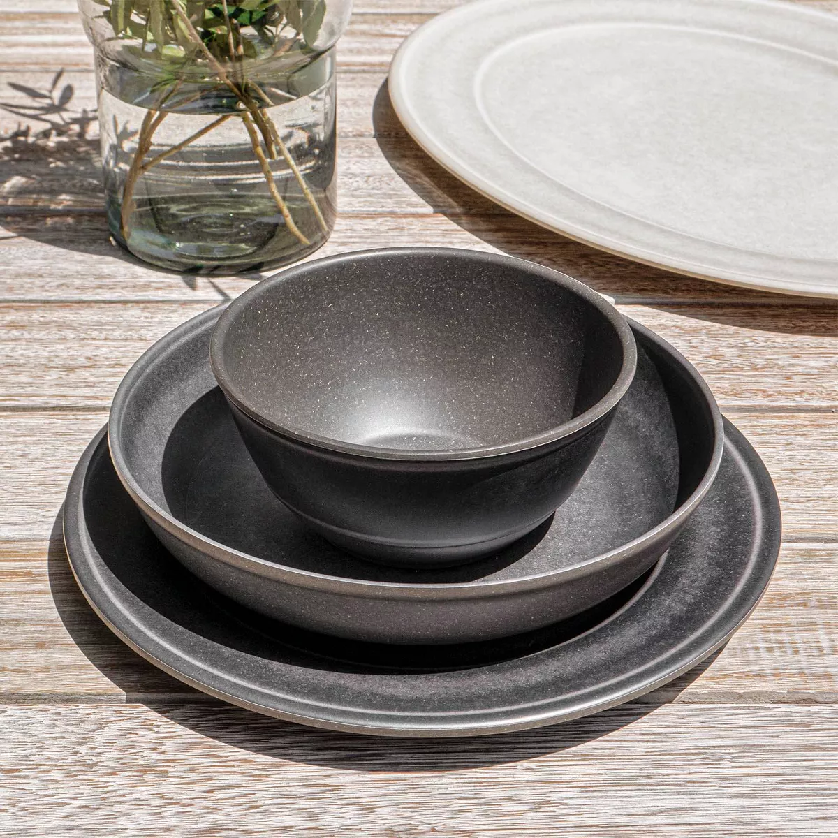 25oz Melamine and Bamboo Cereal Bowl Gray - Threshold™