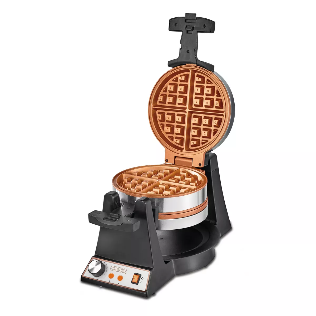 CRUX Double-Rotating Waffle Maker - Silver
