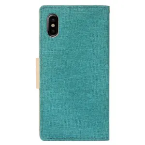 Insten Stand Denim Fabric with Card Slot Case Cover For Apple iPhone XS Max, Blue/Gray by Eagle