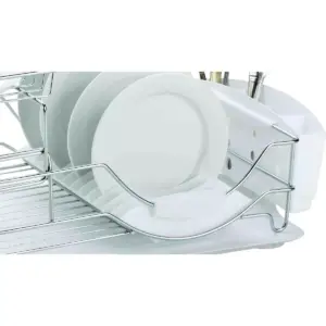 Home Basics Chrome Plated Steel 2 Tier Deluxe Dish Drainer