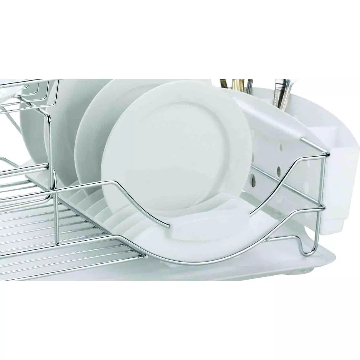 Home Basics Chrome Plated Steel 2 Tier Deluxe Dish Drainer