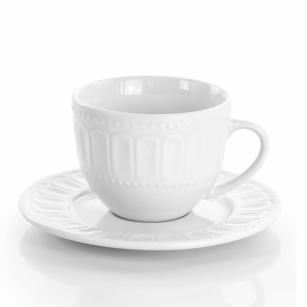 10oz 6pk Porcelain Charlotte Mug Set White - Elama