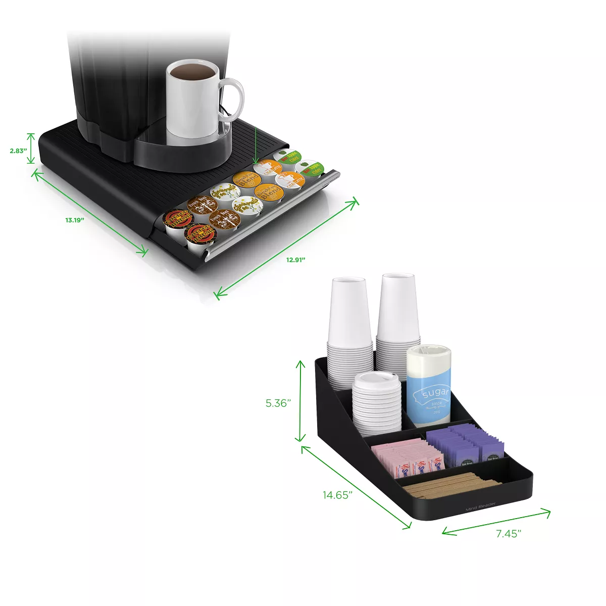 Mind Reader 36 Capacity K-Cup Coffee Pod Storage Drawer with 7 Compartments for Cups, Black