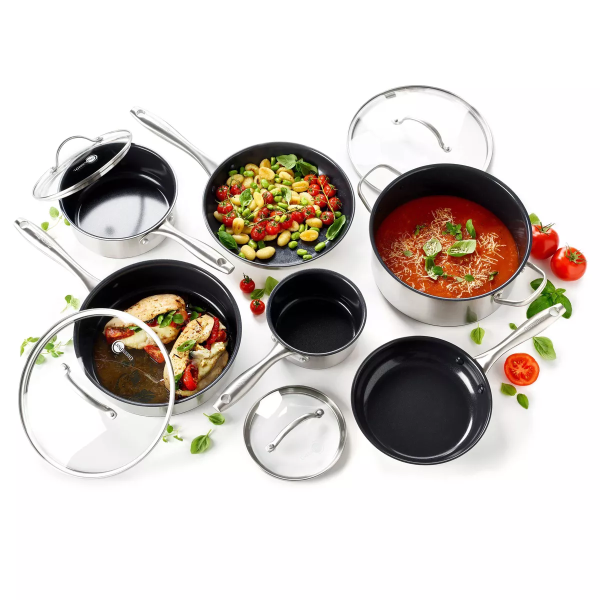 GreenPan Greenwich 10pc Stainless Steel Cookware Set
