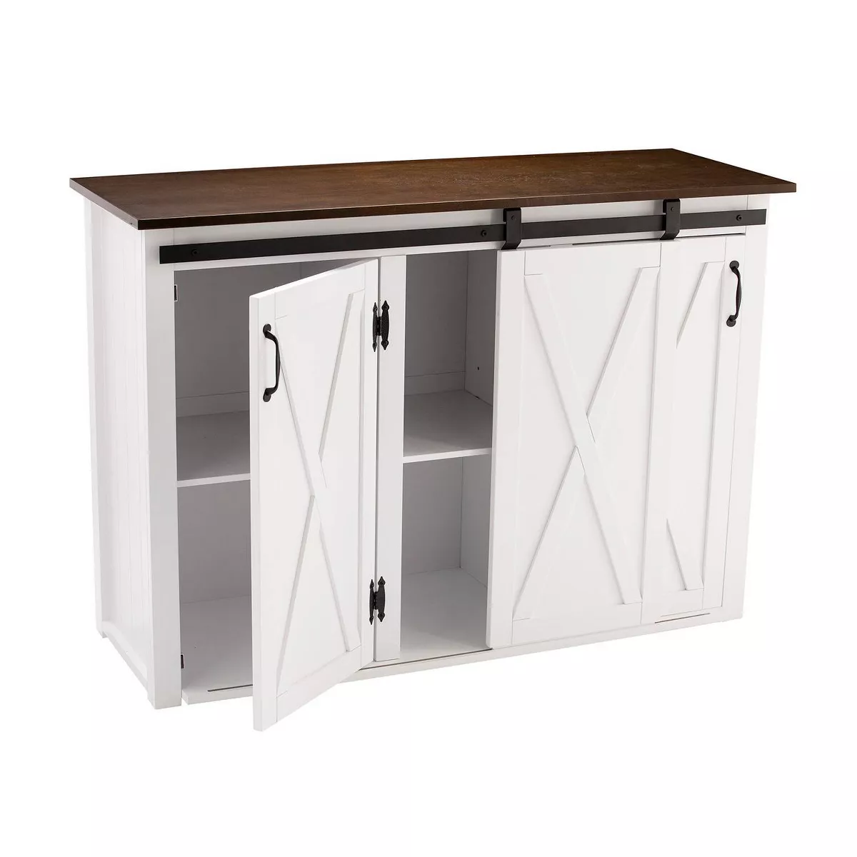 Lashire Barn Door Kitchen Island White - Aiden Lane