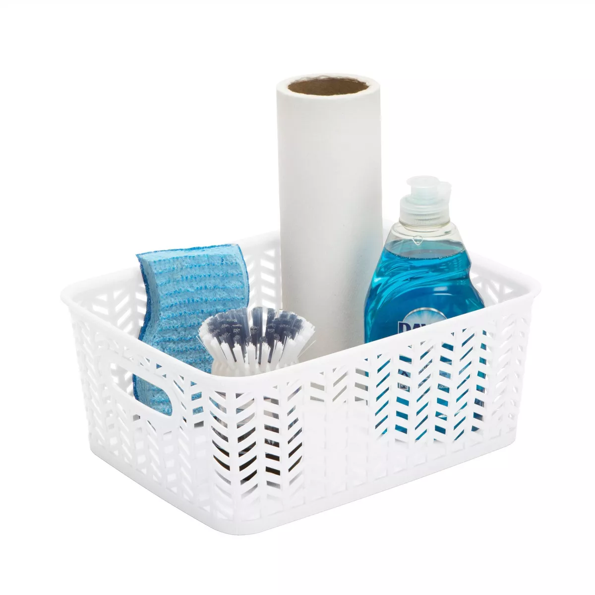 Simplify Small Herringbone Storage Bin White