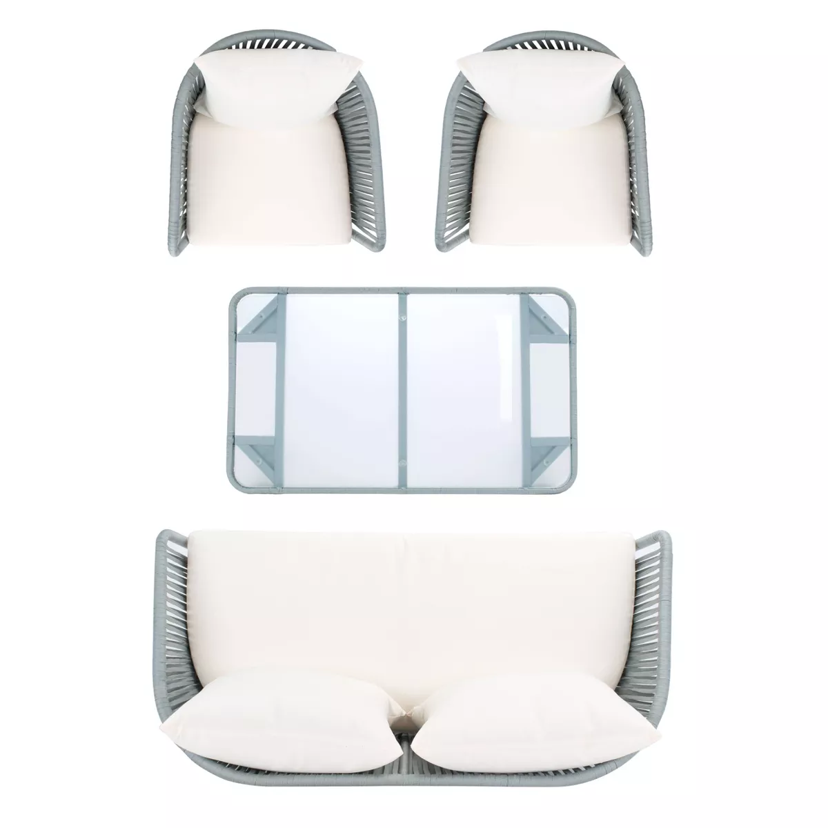Jorda 4pc Rope Living Set - Gray/Beige - Safavieh