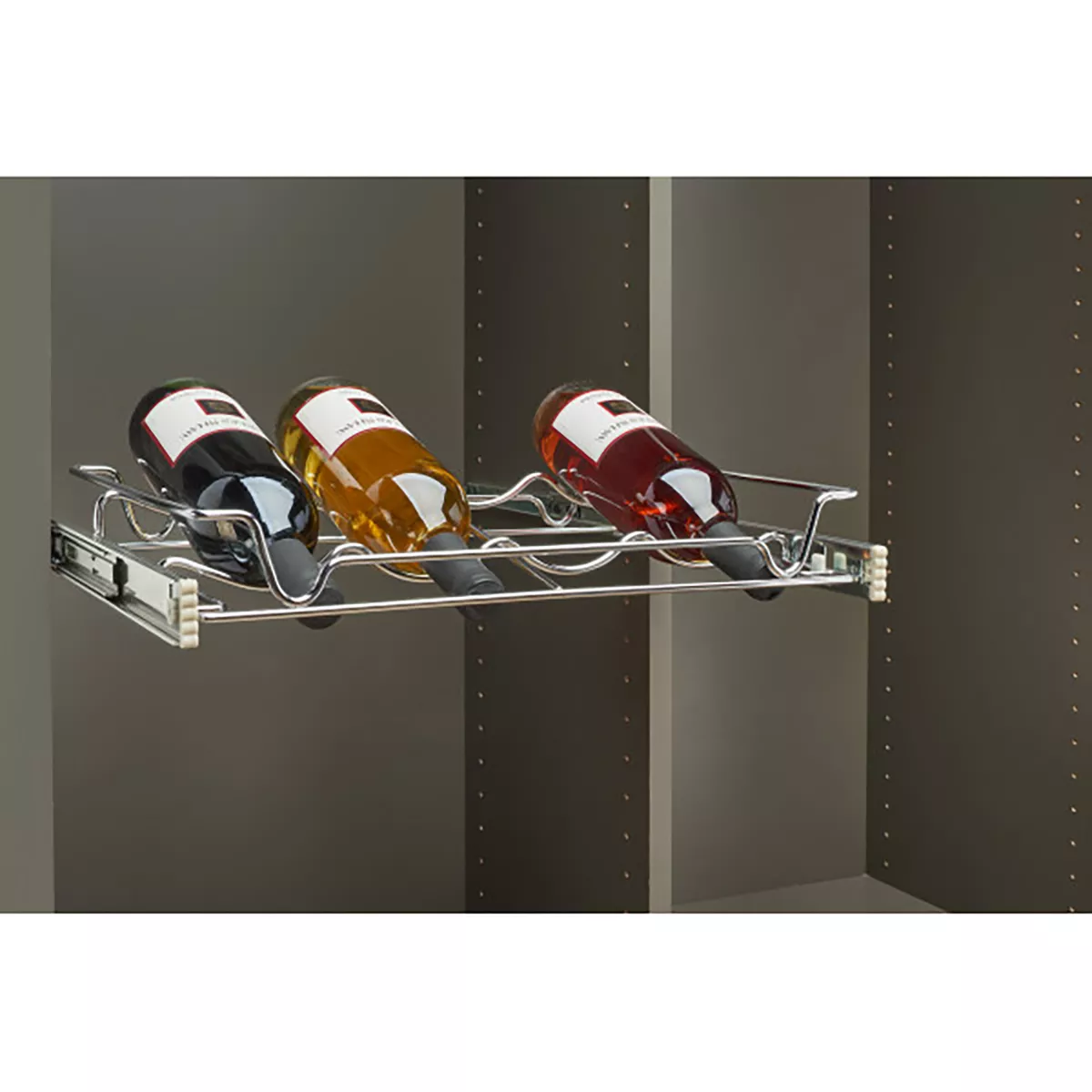 Rev-A-Shelf Sidelines 5WBR-24CR-1 24 Inch Single Wire Pullout 6 Wine Bottle Rack Organizer for 14 Inch Deep Kitchen Pantry or Bar Cabinet Closet