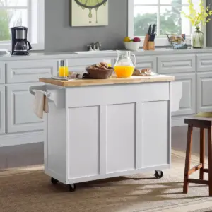 Elliott Kitchen Cart with Natural Top White - Crosley