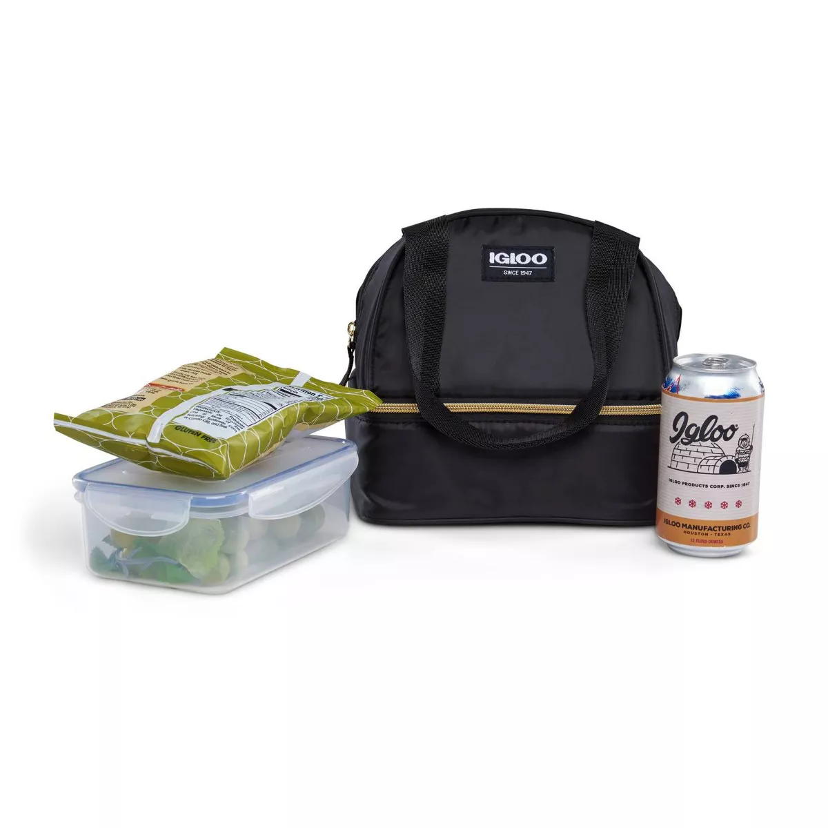 Igloo Sport Luxe Mini Dual Compartment Lunch Bag - Black/Gold
