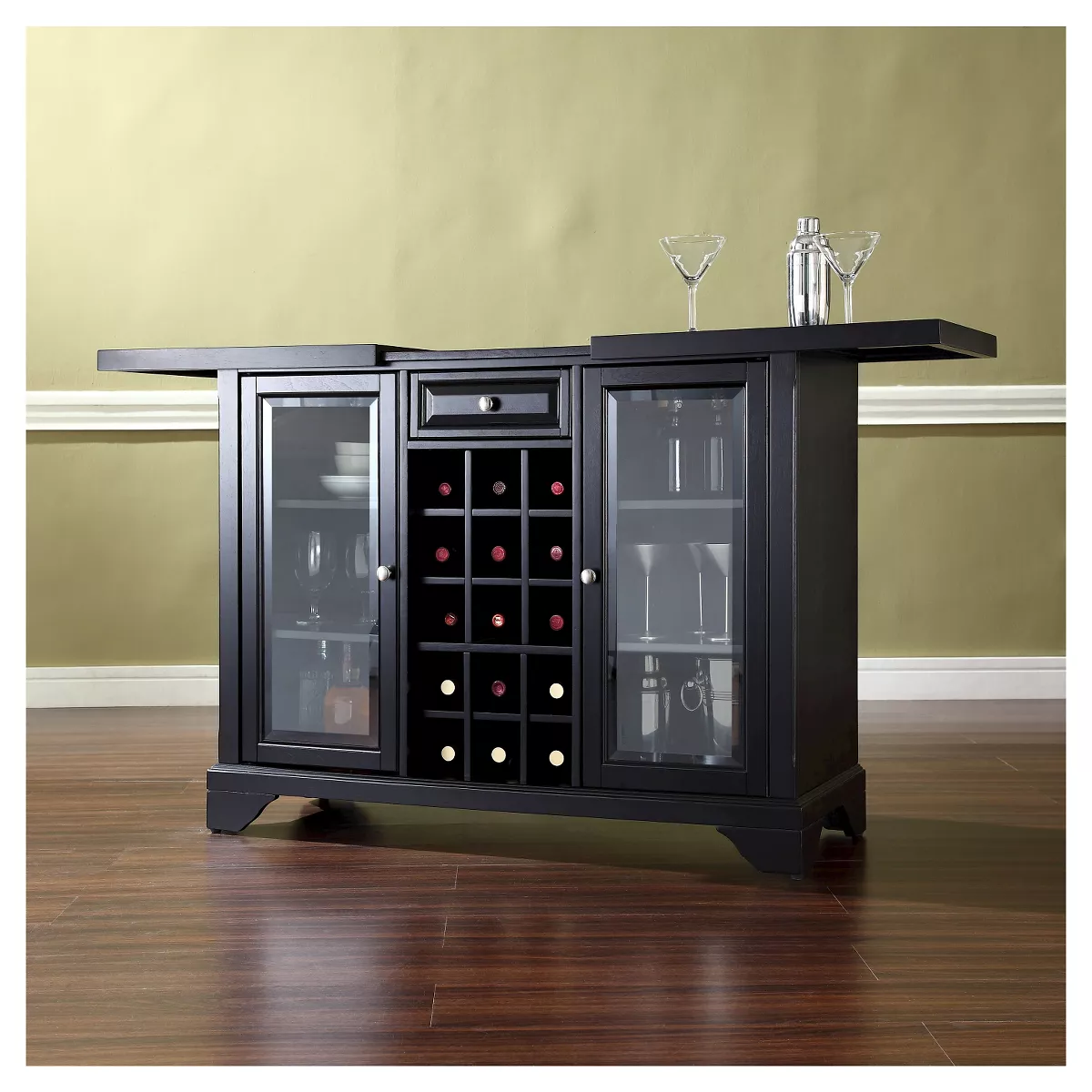 LaFayette Sliding Top Bar Cabinet - Black - Crosley