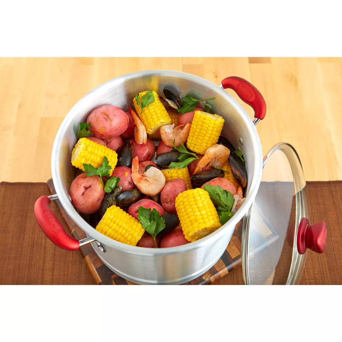 IMUSA 20qt Tamale Steamer with Ruby Red Handle