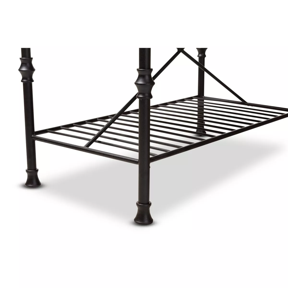 Perin Wood Finished Steel Multipurpose Kitchen Island Table Brown/Bronze - BaxtonStudio