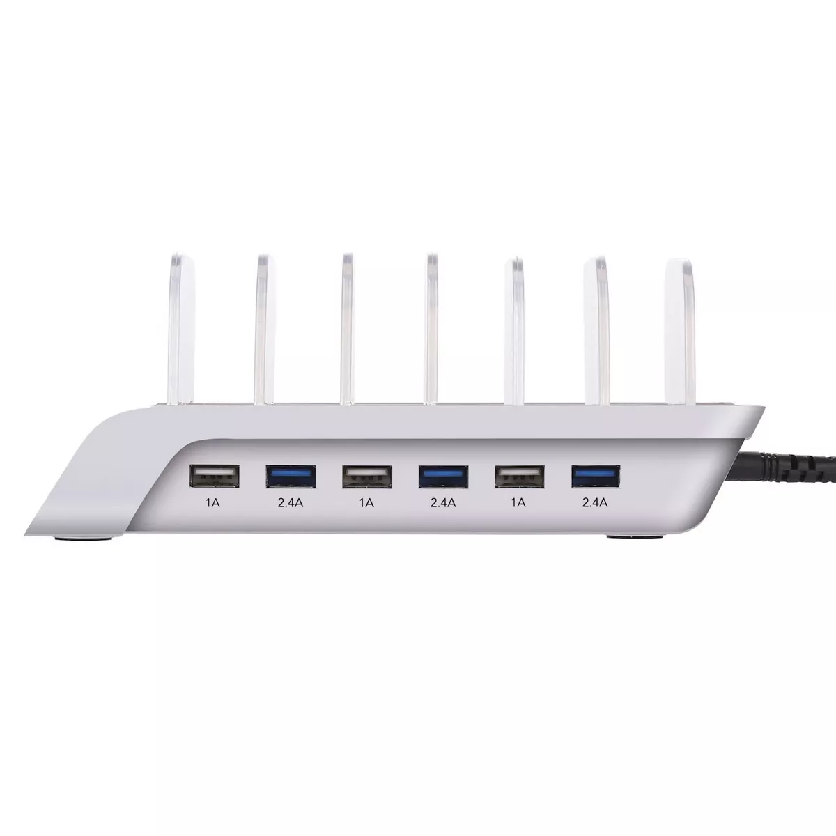 Trexonic 10.2A 6-Port USB Charging Station with Brackets, Silver