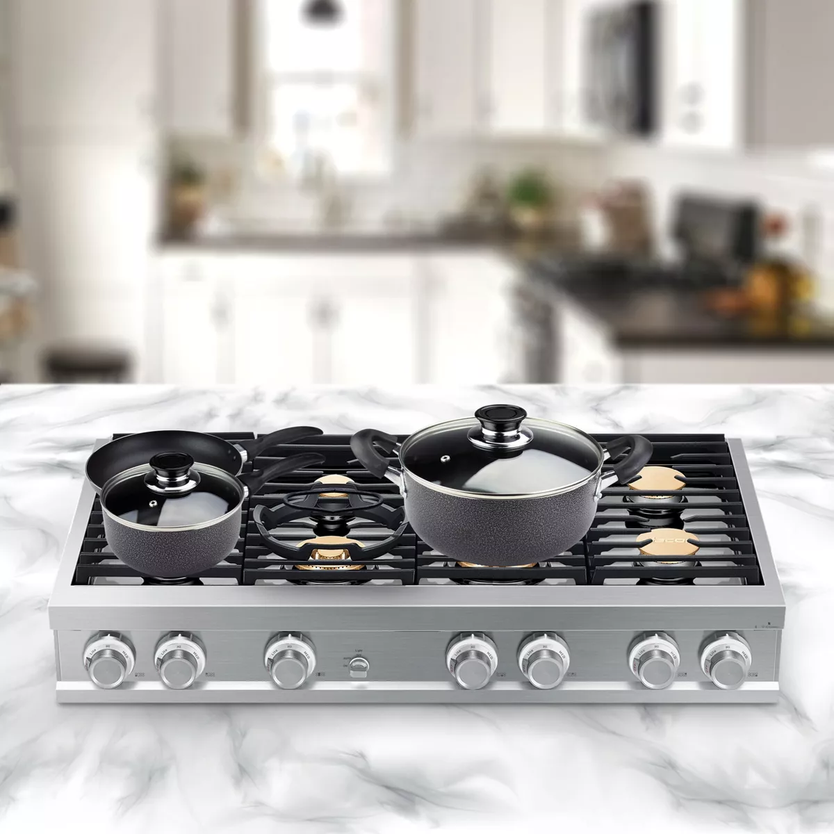 Brentwood 7 Piece Nonstick Aluminum Cookware Set in Granite