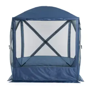 SlumberTrek 3036042LOW-VMI Flexion Lightweight Outdoor 4 Sided Pop Up Gazebo Canopy Shelter with Mesh Screen Netting and Carrying Bag, Navy Blue