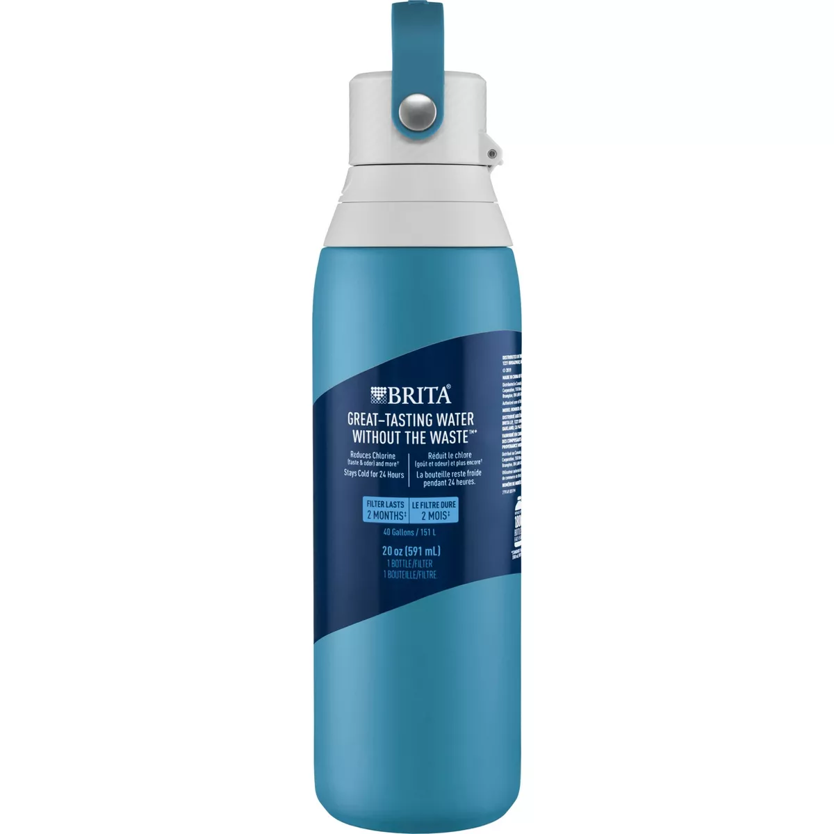 Brita Premium 20oz BPA Free Double Wall Insulated Water Bottle with Filter - Blue