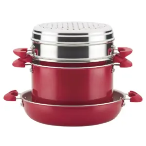 Rachael Ray Create Delicious 8pc Aluminum Nonstick Cookware Stacking Set Red