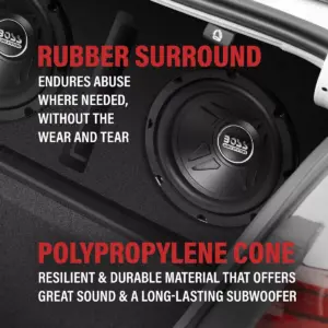 Boss Audio Systems CXX8 Chaos Exxtreme 8 Inch 600-Watt 4 Ohm Single Voice Coil Compact Car Subwoofer Audio Speaker with Polypropylene Cone, Single