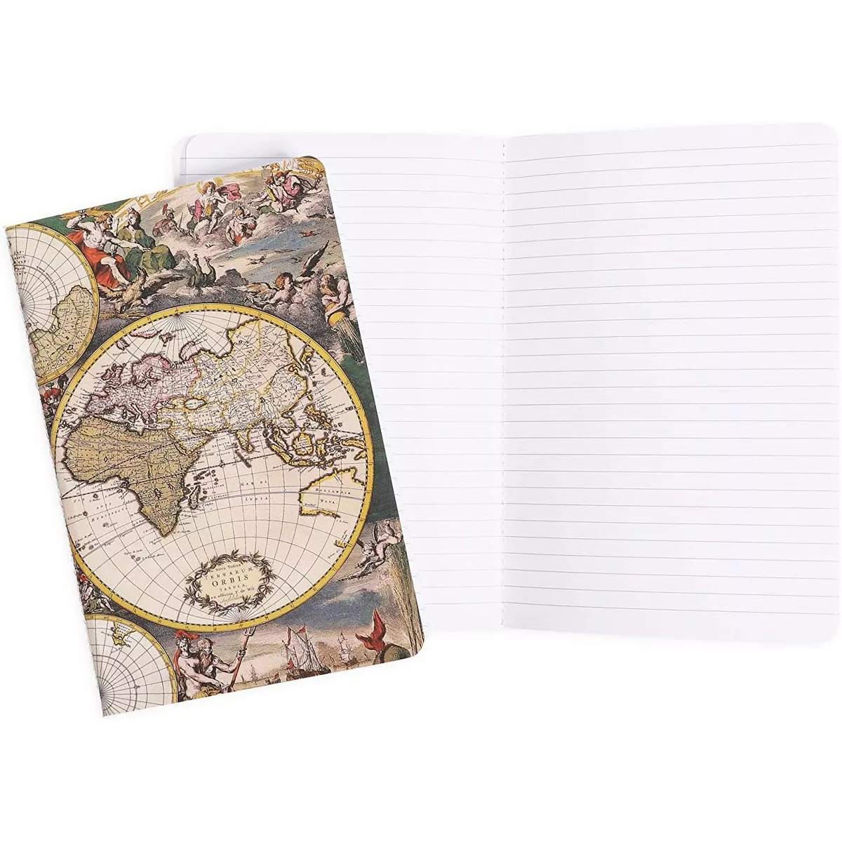 The Gifted Stationary 6-Pack A5 Antique Map Travel Pocket Softcover Journal Lined Notebook, 8.25