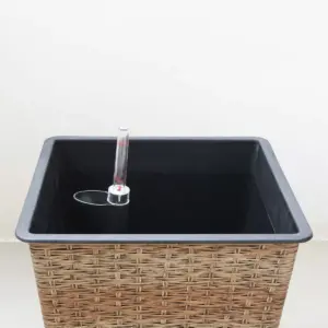 Hatteras Square Self-Watering Planter Light Brown - Vifah