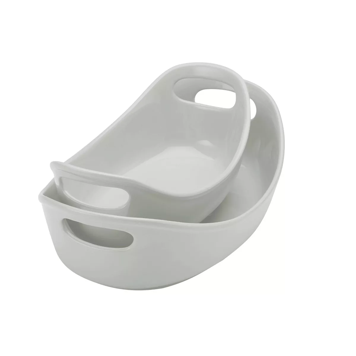 Rachael Ray Stoneware Bubble and Brown Oval Baker Set Gray
