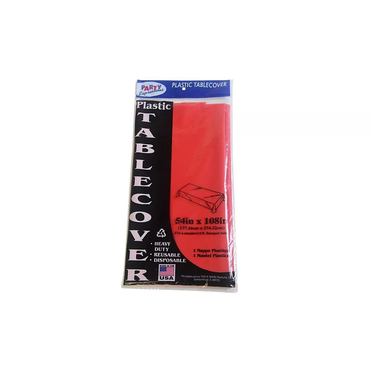 Tablemate Table Set Rectangular Table Covers Heavyweight Plastic 54 x 108 Black 6/Pack 549BK