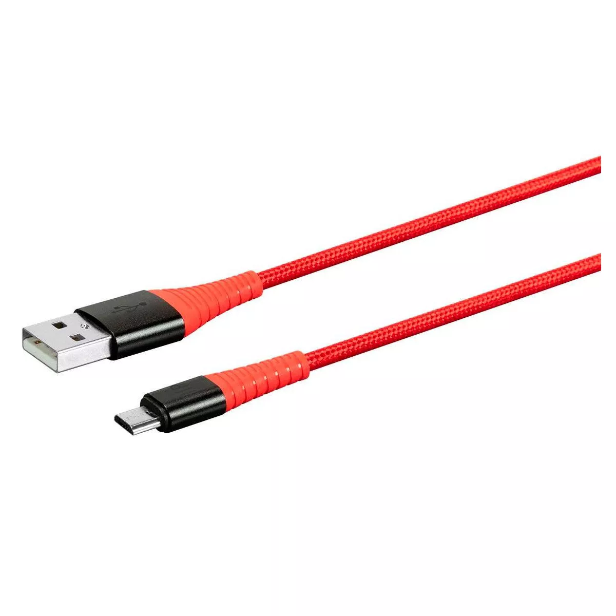 Monoprice USB 2.0 Micro B to Type A Charge & Sync Cable - 1.5 Feet - Red | Nylon-Braid, Durable, Kevlar-Reinforced - AtlasFlex Series