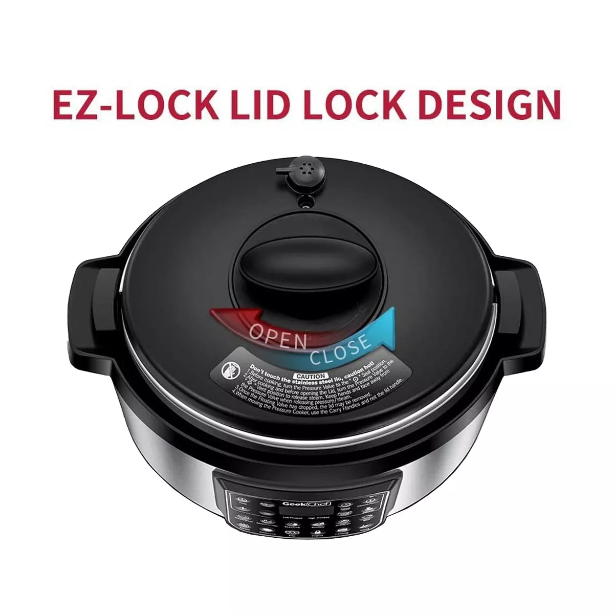 Geek Chef GP80 Plus 12 in 1 Electric 8 Quart Oval Pressure Cooker Sous Vide Digital Slow Cooker with EZ Lock Lid, Accessories, and LCD Display