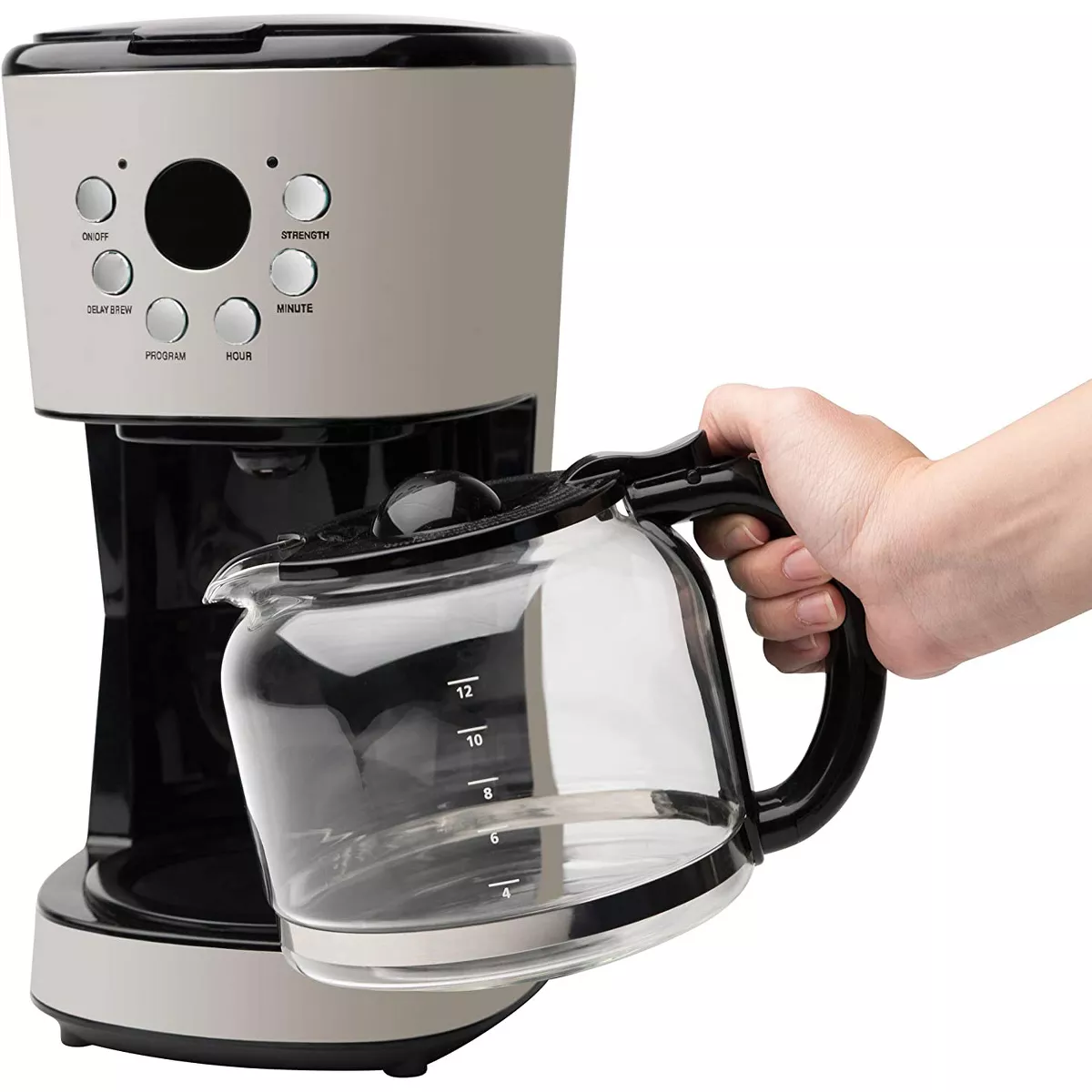 Haden 75028 Innovative 12 Cup Capacity Retro Style Programmable Home Countertop Coffee Maker Machine with Glass Carafe, Putty Beige