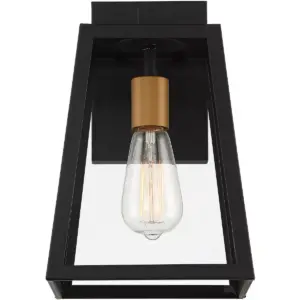 John Timberland Modern Outdoor Wall Light Fixtures Set of 2 Mystic Black Gold 13