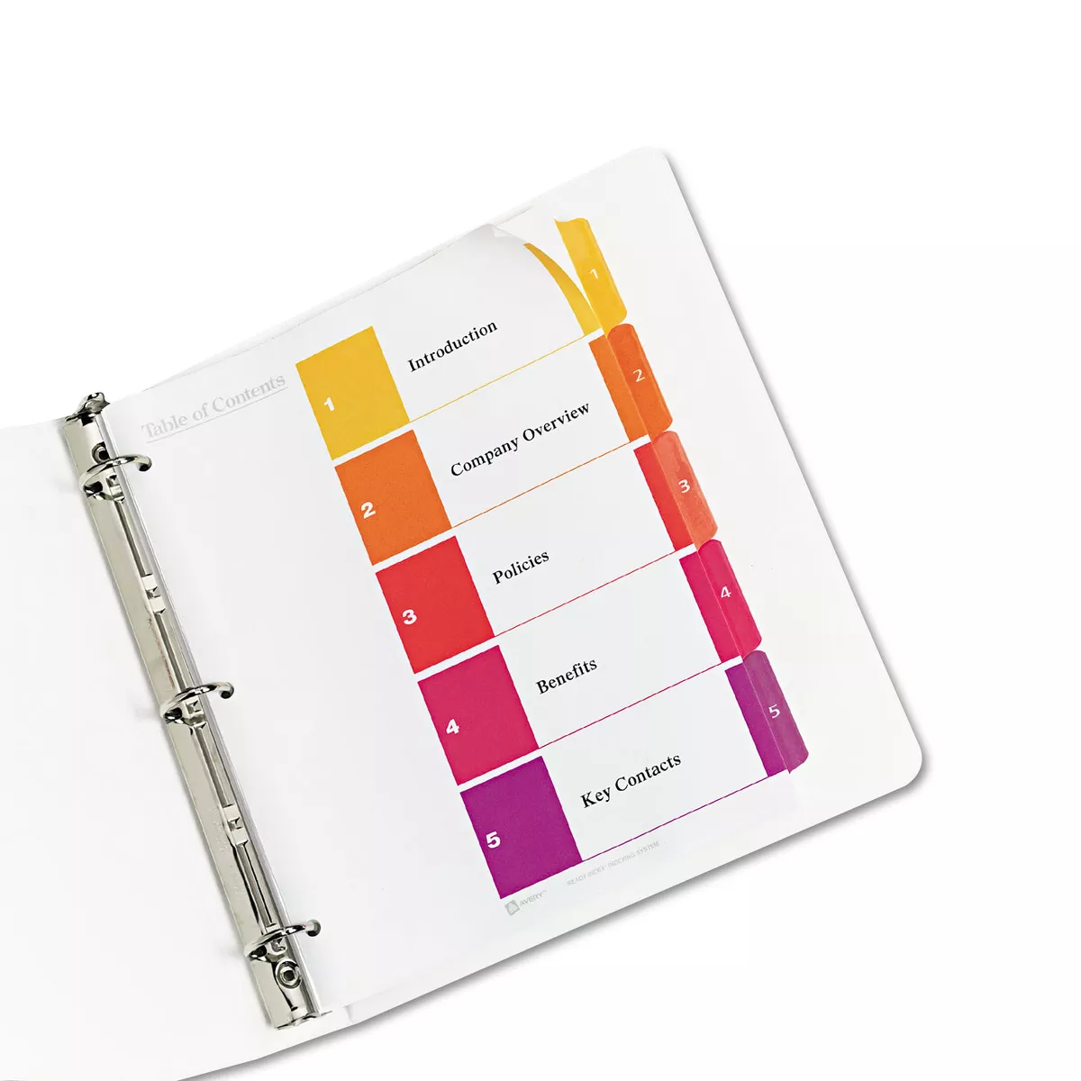 Avery Ready Index Customizable Table of Contents Multicolor Dividers 5-Tab Letter 11131