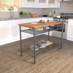 Letom Kitchen Island with Storage Oak/Gray - Aiden Lane