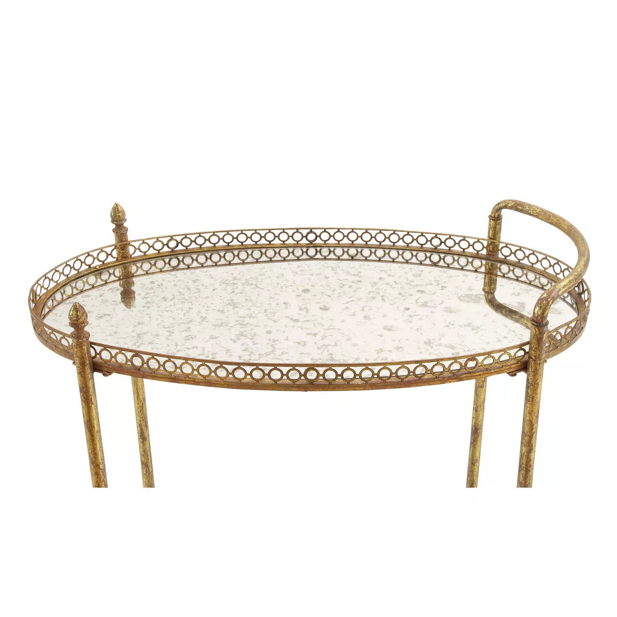 Oval Mirror Rolling Bar Cart Gold - Olivia & May