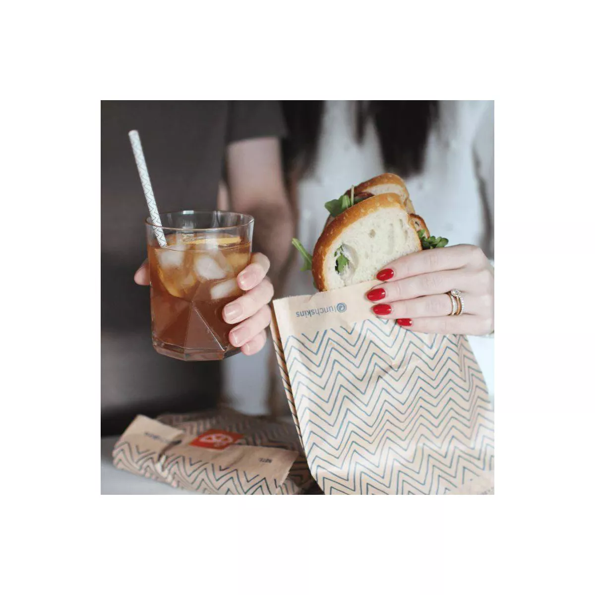 Lunchskins Sandwich Bag and Straw Combo Starter Kit - 5.4oz/25ct