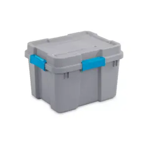 Sterilite 20gal Gasket Tote Gray with Blue Latches