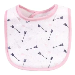 Hudson Baby Infant Girl Cotton Terry Bib and Burp Cloth Set 5pk, Love, One Size