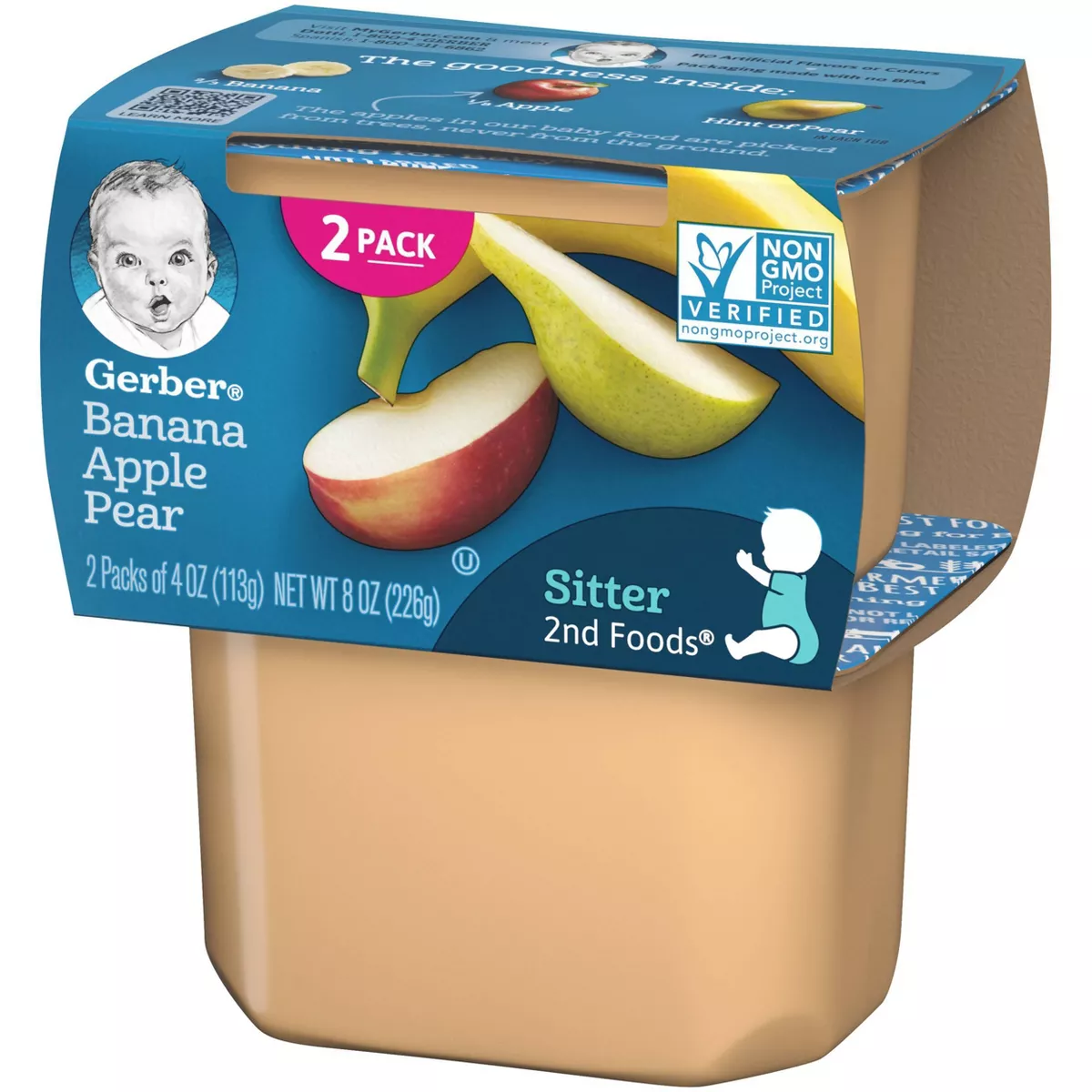 Gerber Sitter 2nd Foods Banana Apple Pear Baby Meals - 2ct/4oz Each
