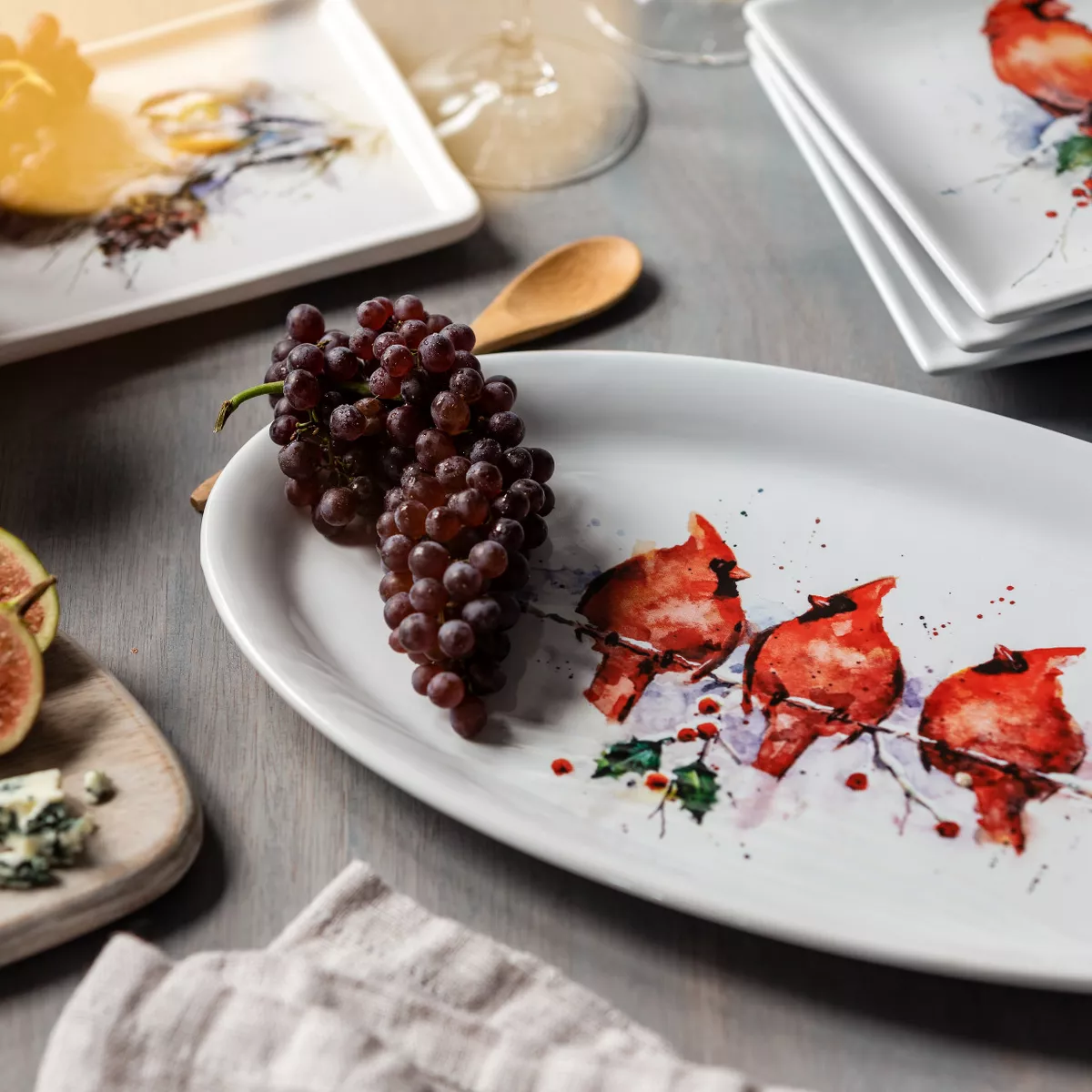 DEMDACO Three Round Cardinals Holiday Platter