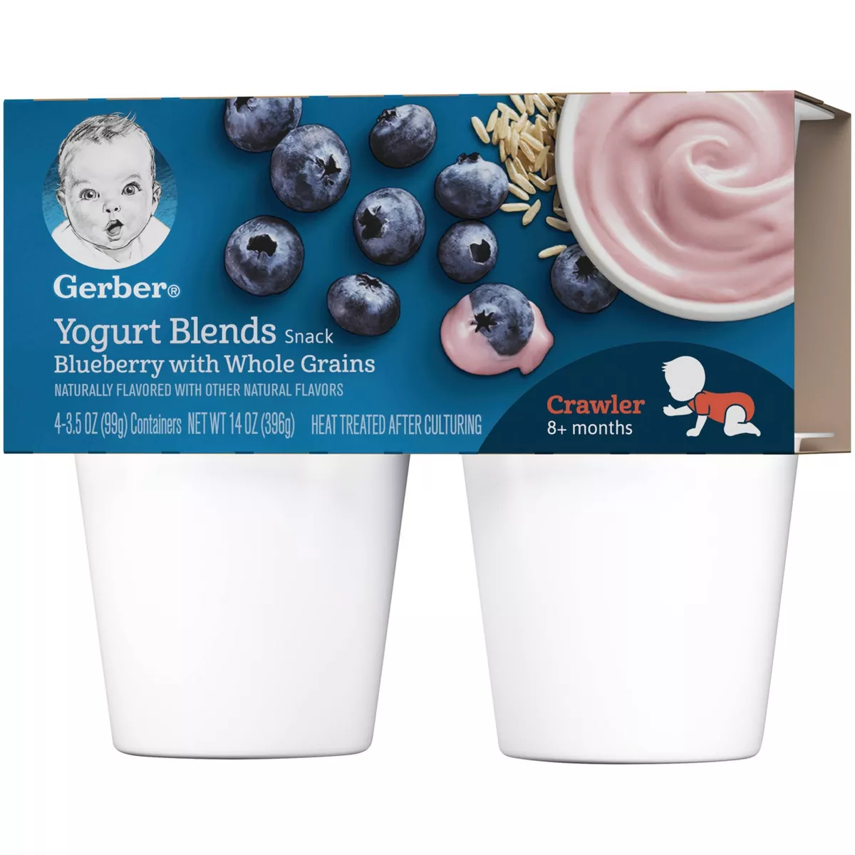 Gerber Crawler Yogurt Blends 4pk Blueberry with Whole Grains - 14oz