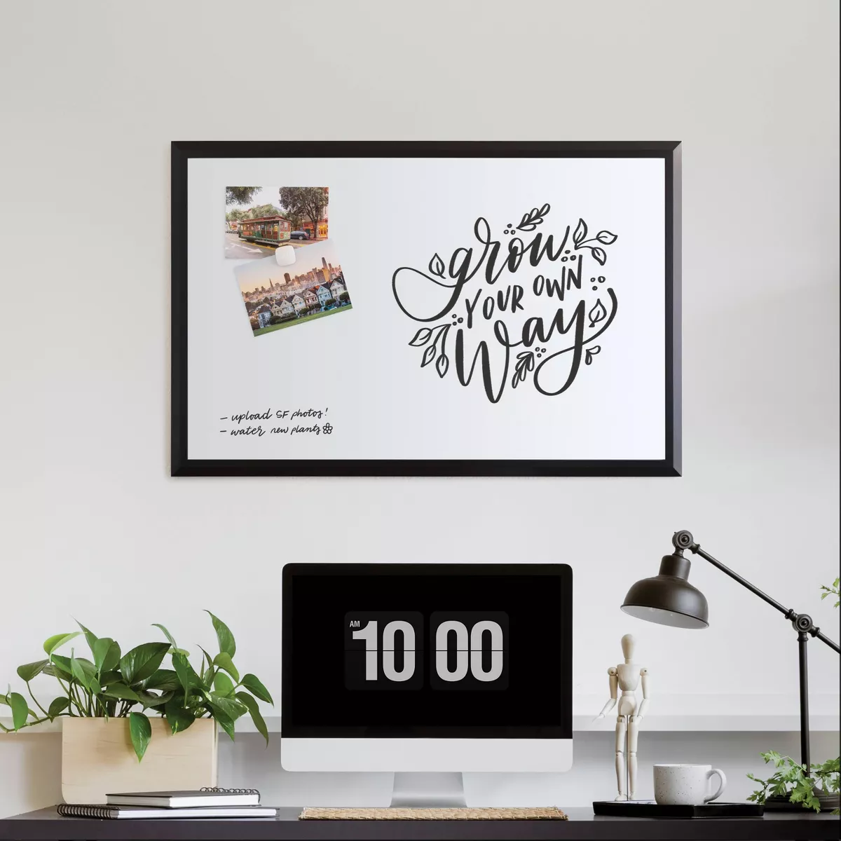 U Brands 23"x35" Magnetic Dry Erase Board Black Wood Frame with Marker