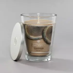 11.5oz Lidded Glass Jar Candle Teakwood - Home Scents By Chesapeake Bay Candle