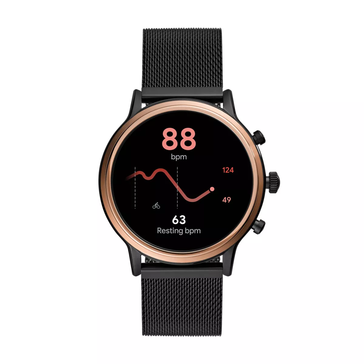 Fossil Gen 5 Smartwatch Julianna HR 44mm - Black Stainless Steel Mesh