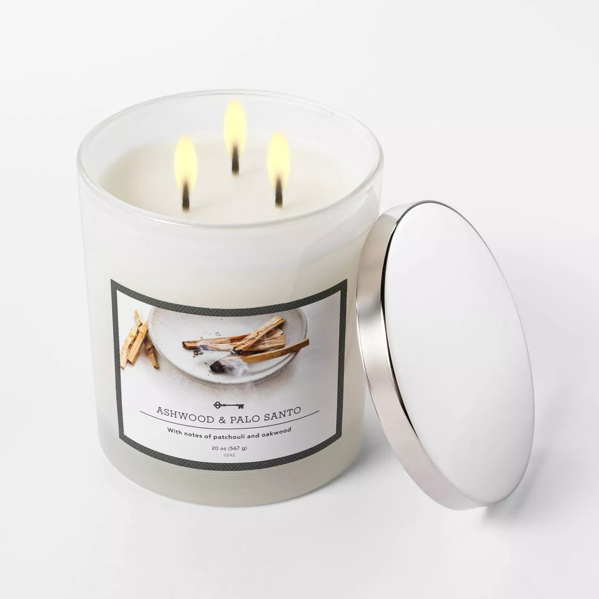 20oz Jar 3-Wick Ashwood and Palo Santo Candle - Threshold™