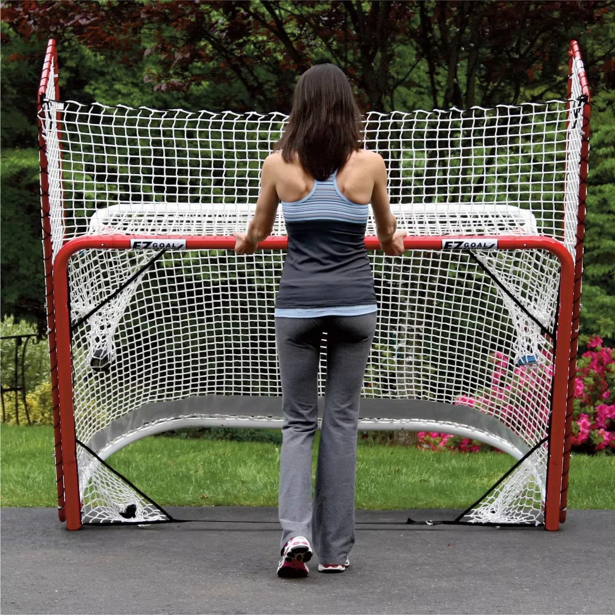 EZ Goal Folding Hockey Training Goal Net w/ Backstop, Targets, & Shooter Tutor