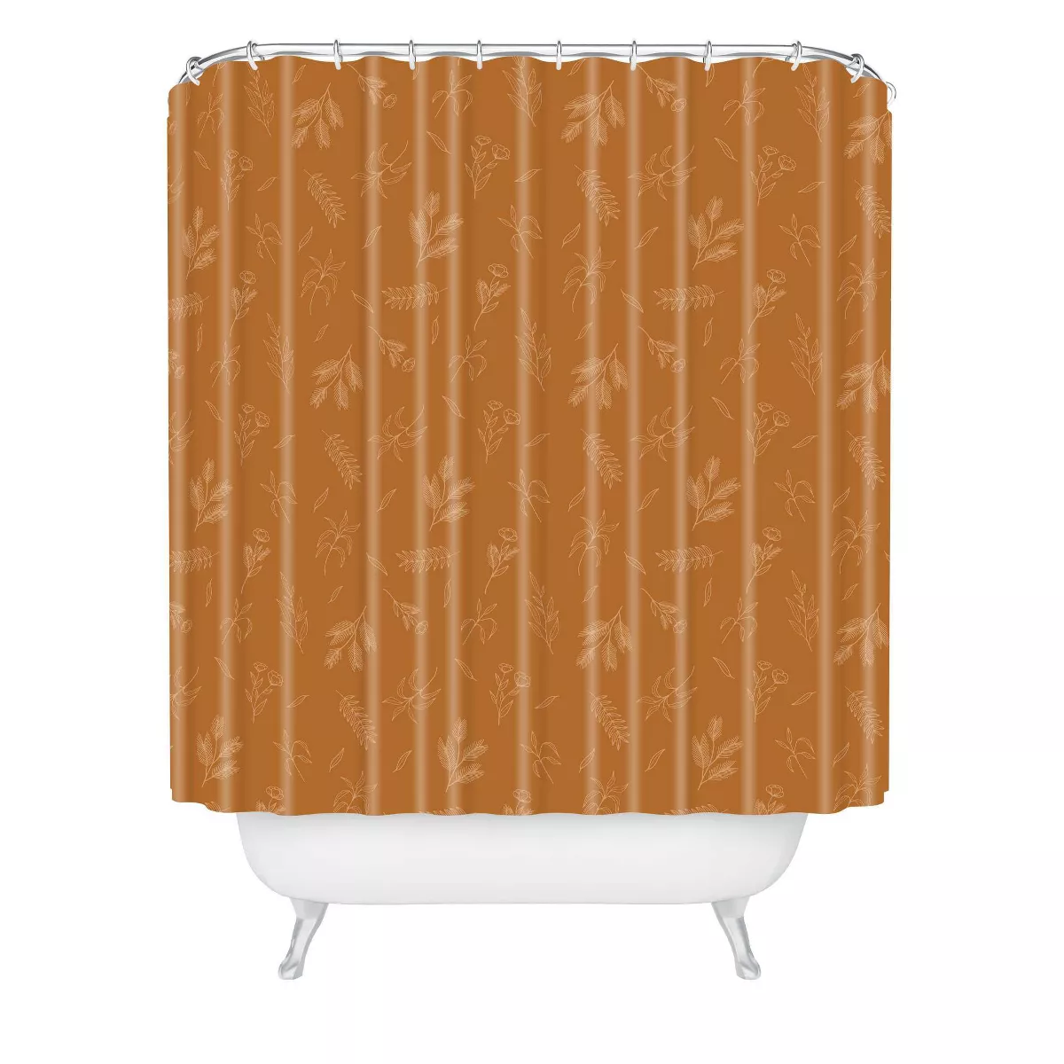 Cuss Yeah Designs Floral Pattern Shower Curtain Orange - Deny Designs