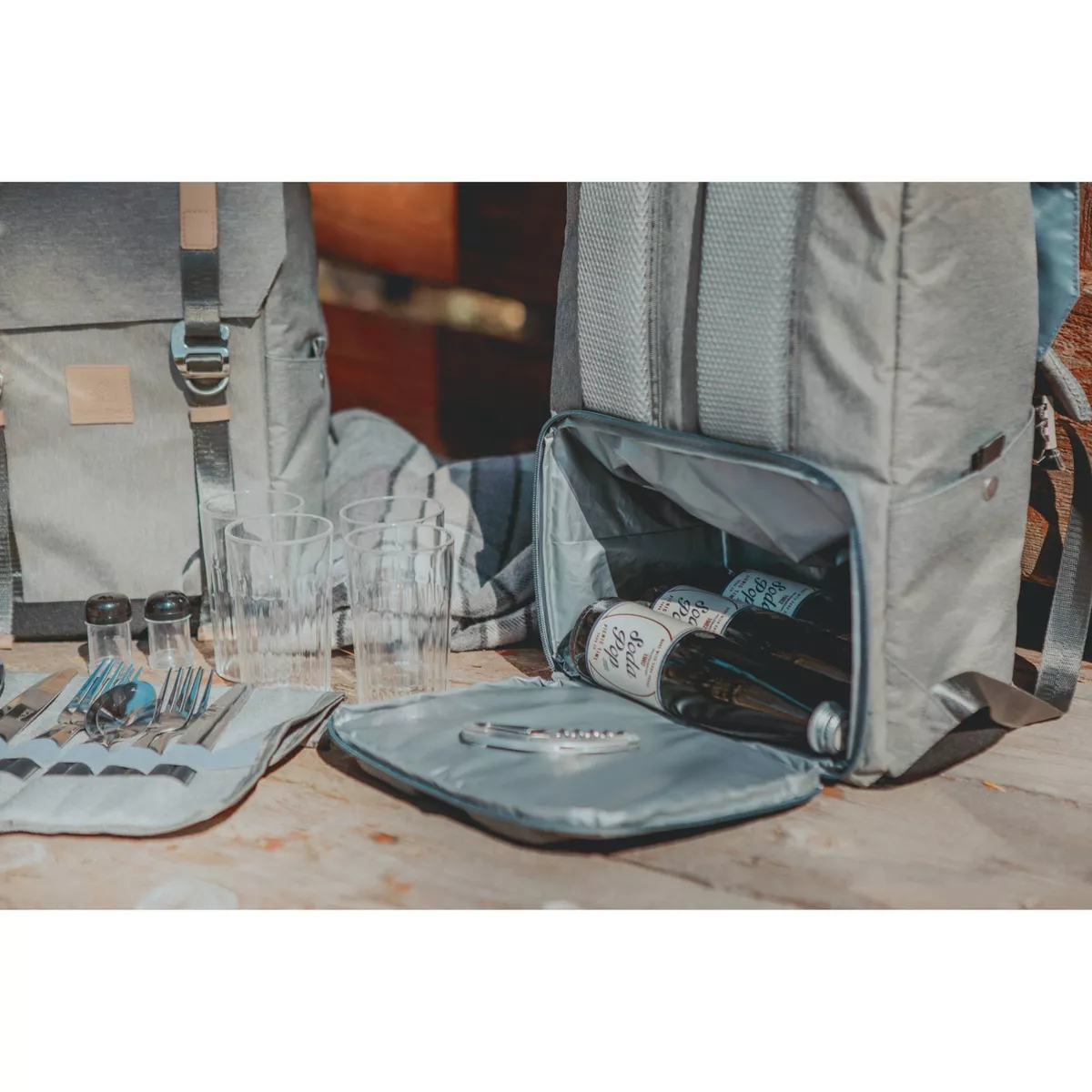 Picnic Time PT-Frontier Picnic Backpack - Heathered Gray